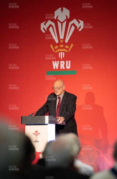 301125 - Welsh Rugby Union AGM, Vale Hotel -  Welsh Rugby Union President Terry Cobner addresses delegates at the AGM