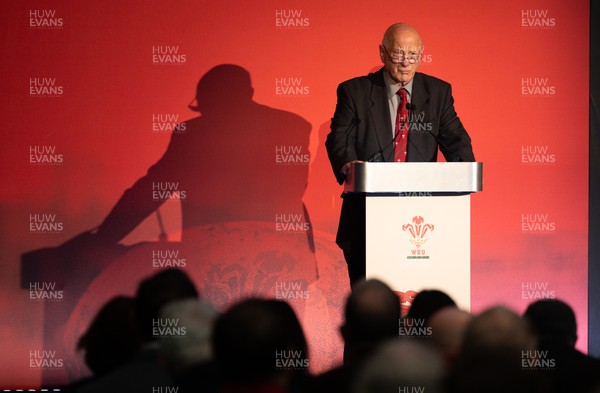 301125 - Welsh Rugby Union AGM, Vale Hotel -  Welsh Rugby Union President Terry Cobner addresses delegates at the AGM