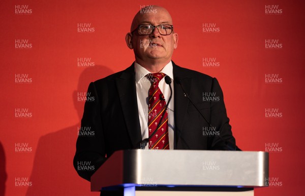 301125 - Welsh Rugby Union AGM, Vale Hotel - Welsh Rugby Union Chairman Richard Collier-Keywood addresses delegates at the AGM