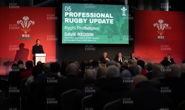 301125 - Welsh Rugby Union AGM, Vale Hotel - Welsh Rugby Union Director of Rugby and Elite Performance Dave Reddin addresses delegates at the AGM