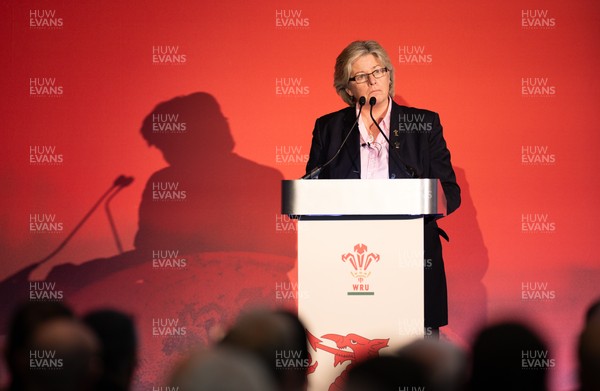 301125 - Welsh Rugby Union AGM, Vale Hotel - Welsh Rugby Union board member and Chair of the Women's Rugby Committee Amanda Bennett addresses delegates at the AGM