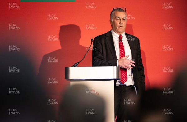 301125 - Welsh Rugby Union AGM, Vale Hotel - Welsh Rugby Union Community Director Geraint John addresses delegates at the AGM