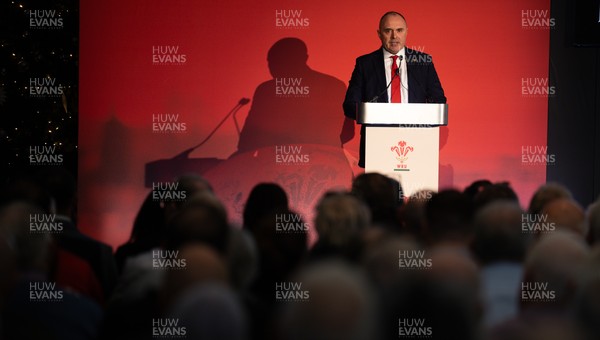 301125 - Welsh Rugby Union AGM, Vale Hotel - Welsh Rugby Union Chief Commercial Officer Leighton Davies addresses delegates at the AGM