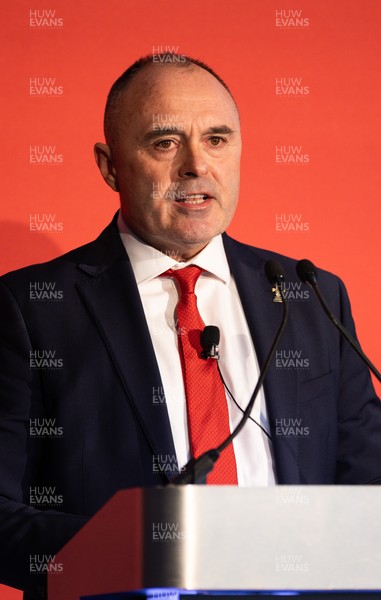 301125 - Welsh Rugby Union AGM, Vale Hotel - Welsh Rugby Union Chief Commercial Officer Leighton Davies addresses delegates at the AGM