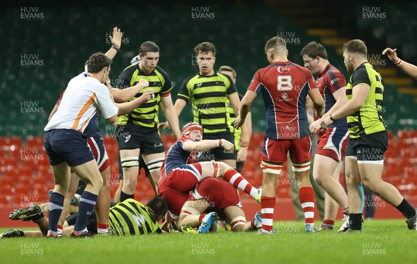 300414 - Coleg y Cymoedd v Coleg Sir Gar, WRU Colleges Final - Action from the WRU Colleges Final between Coleg y Cymoedd and Coleg Sir Gar