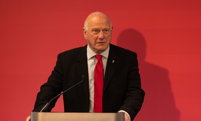130426 - Welsh Rugby Union EGM - Terry Cobner, WRU President, during the Extraordinary General Meeting held at the Principality Stadium