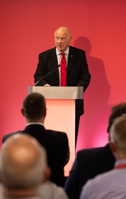 130426 - Welsh Rugby Union EGM - Terry Cobner, WRU President, during the Extraordinary General Meeting held at the Principality Stadium