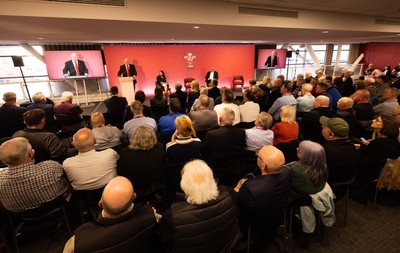 130426 - Welsh Rugby Union EGM - Terry Cobner, WRU President during the Extraordinary General Meeting held at the Principality Stadium