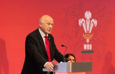 130426 - Welsh Rugby Union EGM - Terry Cobner, WRU President, during the Extraordinary General Meeting held at the Principality Stadium