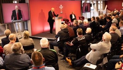 130426 - Welsh Rugby Union EGM - Terry Cobner, WRU President during the Extraordinary General Meeting held at the Principality Stadium