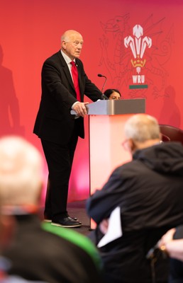130426 - Welsh Rugby Union EGM - Terry Cobner, WRU President, during the Extraordinary General Meeting held at the Principality Stadium