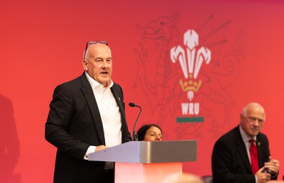 130426 - Welsh Rugby Union EGM - Richard Collier-Keywood, outgoing WRU chair, during the Extraordinary General Meeting held at the Principality Stadium