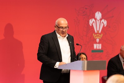 130426 - Welsh Rugby Union EGM - Richard Collier-Keywood, outgoing WRU chair, during the Extraordinary General Meeting held at the Principality Stadium