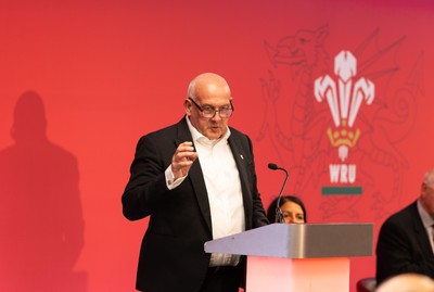 130426 - Welsh Rugby Union EGM - Richard Collier-Keywood, outgoing WRU chair, during the Extraordinary General Meeting held at the Principality Stadium