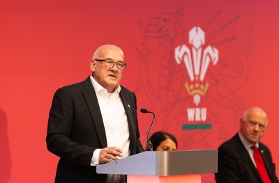 130426 - Welsh Rugby Union EGM - Richard Collier-Keywood, outgoing WRU chair, during the Extraordinary General Meeting held at the Principality Stadium