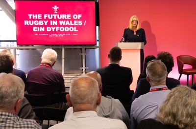130426 - Welsh Rugby Union EGM - Abi Tierney, WRU Group Chief Executive Officer, during the Extraordinary General Meeting held at the Principality Stadium