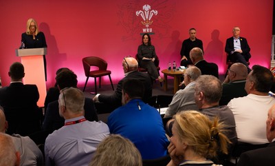 130426 - Welsh Rugby Union EGM - Abi Tierney, WRU Group Chief Executive Officer, during the Extraordinary General Meeting held at the Principality Stadium