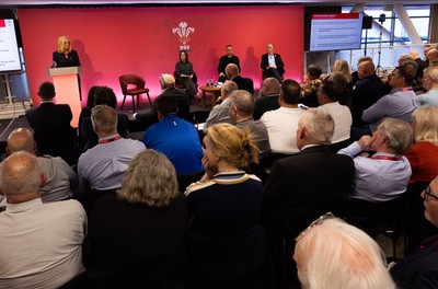 130426 - Welsh Rugby Union EGM - Abi Tierney, WRU Group Chief Executive Officer, during the Extraordinary General Meeting held at the Principality Stadium