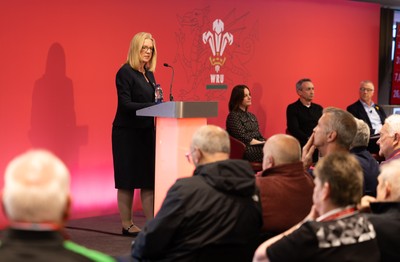130426 - Welsh Rugby Union EGM - Abi Tierney, WRU Group Chief Executive Officer, during the Extraordinary General Meeting held at the Principality Stadium