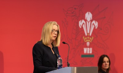 130426 - Welsh Rugby Union EGM - Abi Tierney, WRU Group Chief Executive Officer, during the Extraordinary General Meeting held at the Principality Stadium