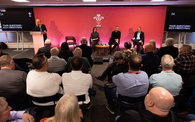 130426 - Welsh Rugby Union EGM - Abi Tierney, WRU Group Chief Executive Officer, Lydia Stirling, WRU Chief People Officer, Dave Reddin, WRU Director of Rugby and Elite Performance and Geraint John, WRU Community Director take questions during the Extraordinary General Meeting held at the Principality Stadium