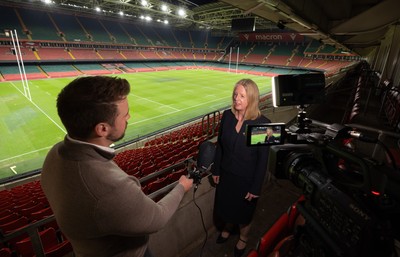 130426 - Welsh Rugby Union EGM - WRU President, Abi Tierney, speaks to the media after the Extraordinary General Meeting held at the Principality Stadium