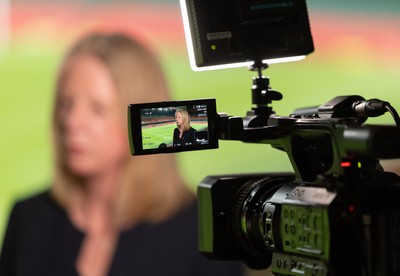 130426 - Welsh Rugby Union EGM - WRU President, Abi Tierney, speaks to the media after the Extraordinary General Meeting held at the Principality Stadium