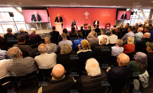 130426 - Welsh Rugby Union EGM - Terry Cobner, WRU President during the Extraordinary General Meeting held at the Principality Stadium