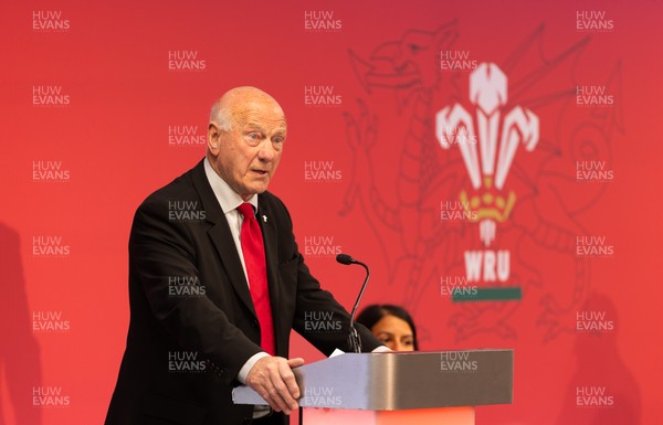 130426 - Welsh Rugby Union EGM - Terry Cobner, WRU President, during the Extraordinary General Meeting held at the Principality Stadium