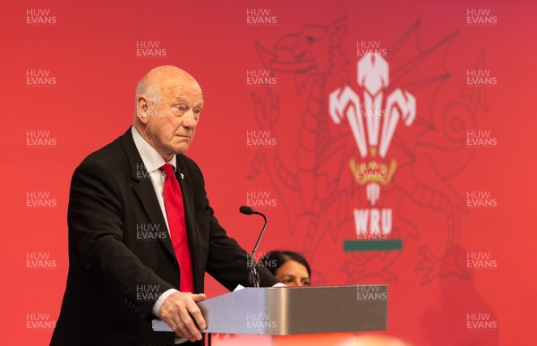 130426 - Welsh Rugby Union EGM - Terry Cobner, WRU President, during the Extraordinary General Meeting held at the Principality Stadium