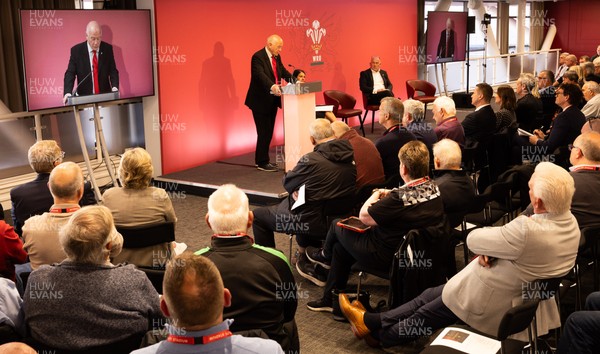 130426 - Welsh Rugby Union EGM - Terry Cobner, WRU President during the Extraordinary General Meeting held at the Principality Stadium