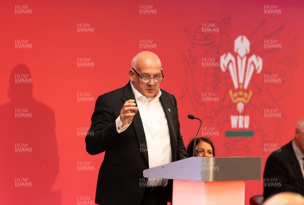 130426 - Welsh Rugby Union EGM - Richard Collier-Keywood, outgoing WRU chair, during the Extraordinary General Meeting held at the Principality Stadium