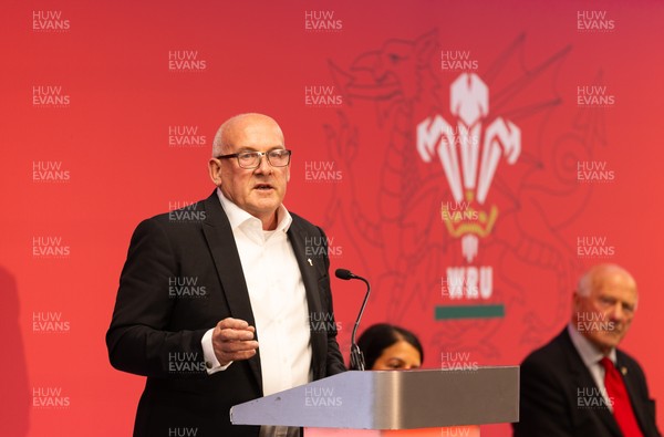 130426 - Welsh Rugby Union EGM - Richard Collier-Keywood, outgoing WRU chair, during the Extraordinary General Meeting held at the Principality Stadium