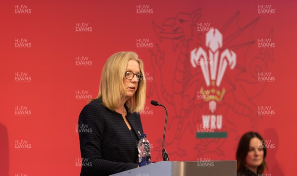 130426 - Welsh Rugby Union EGM - Abi Tierney, WRU Group Chief Executive Officer, during the Extraordinary General Meeting held at the Principality Stadium