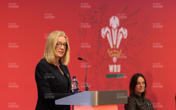 130426 - Welsh Rugby Union EGM - Abi Tierney, WRU Group Chief Executive Officer, during the Extraordinary General Meeting held at the Principality Stadium