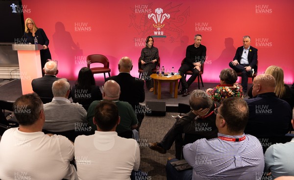 130426 - Welsh Rugby Union EGM - Abi Tierney, WRU Group Chief Executive Officer, Lydia Stirling, WRU Chief People Officer, Dave Reddin, WRU Director of Rugby and Elite Performance and Geraint John, WRU Community Director take questions during the Extraordinary General Meeting held at the Principality Stadium