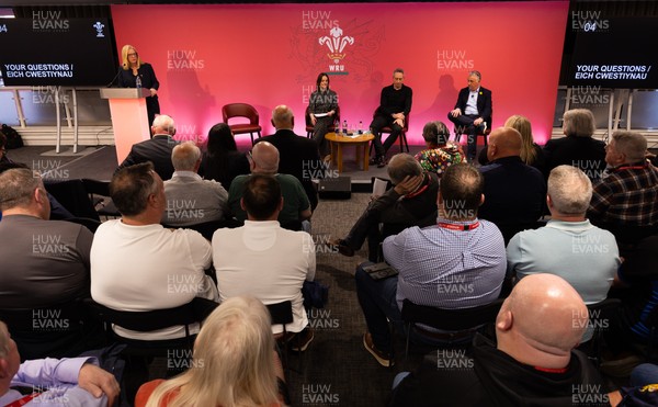 130426 - Welsh Rugby Union EGM - Abi Tierney, WRU Group Chief Executive Officer, Lydia Stirling, WRU Chief People Officer, Dave Reddin, WRU Director of Rugby and Elite Performance and Geraint John, WRU Community Director take questions during the Extraordinary General Meeting held at the Principality Stadium