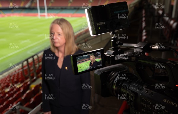 130426 - Welsh Rugby Union EGM - WRU President, Abi Tierney, speaks to the media after the Extraordinary General Meeting held at the Principality Stadium
