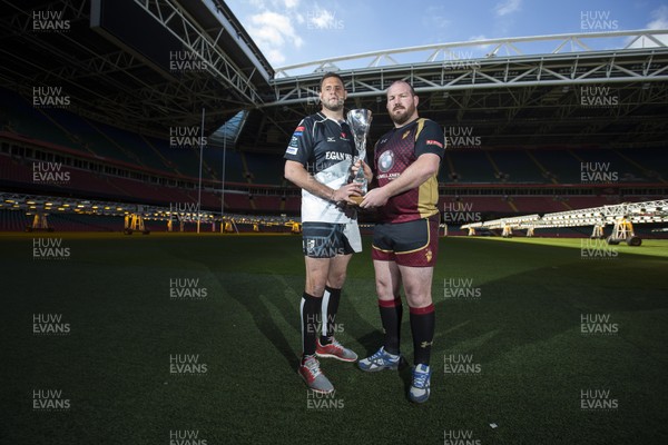 120417 - WRU Finals Day Media Preview - Cup - Pontypridd's Chris Dicomidis and RGC 1404's Phil John