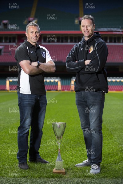 120417 - WRU Finals Day Media Preview - Pontypridd Coach Gareth Wyatt and RGC 1404's Coach Mark Jones