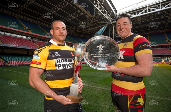 250418 - WRU National Finals Day Photocall - Rhys Jenkins of Newport and Luke Rees of Brynmawr who are looking to win the Natioanl Cup Final and National Plate Final respectively during the National Finals Day at the Principality Stadium on the 29th April 2018