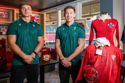 300926 - National Sporting Heritage Day WRU - Picture shows Alex Mann (left) and Josh Adams at the WRU National Sporting Heritage Day Event at the Principality Stadium in Cardiff, Wales