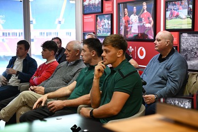 300926 - National Sporting Heritage Day WRU - Picture shows Josh Adams and Alex Mann at the WRU National Sporting Heritage Day Event at the Principality Stadium in Cardiff, Wales
