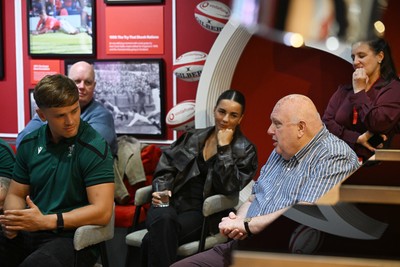 300926 - National Sporting Heritage Day WRU - Picture shows Josh Adams and Alex Mann at the WRU National Sporting Heritage Day Event at the Principality Stadium in Cardiff, Wales