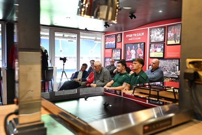 300926 - National Sporting Heritage Day WRU - Picture shows Josh Adams and Alex Mann at the WRU National Sporting Heritage Day Event at the Principality Stadium in Cardiff, Wales