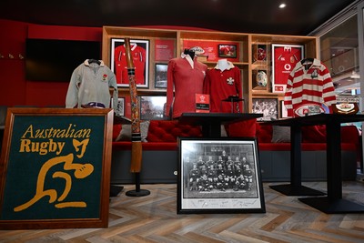 300926 - National Sporting Heritage Day WRU - Picture shows pieces of rugby memorabilia at the WRU National Sporting Heritage Day Event at the Principality Stadium in Cardiff, Wales