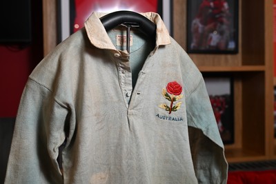 300926 - National Sporting Heritage Day WRU - Picture shows pieces of rugby memorabilia at the WRU National Sporting Heritage Day Event at the Principality Stadium in Cardiff, Wales