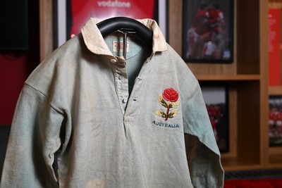 300926 - National Sporting Heritage Day WRU - Picture shows pieces of rugby memorabilia at the WRU National Sporting Heritage Day Event at the Principality Stadium in Cardiff, Wales