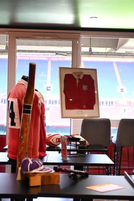 300926 - National Sporting Heritage Day WRU - Picture shows pieces of rugby memorabilia at the WRU National Sporting Heritage Day Event at the Principality Stadium in Cardiff, Wales