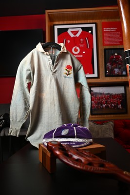 300926 - National Sporting Heritage Day WRU - Picture shows pieces of rugby memorabilia at the WRU National Sporting Heritage Day Event at the Principality Stadium in Cardiff, Wales